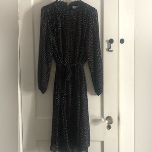 She + Sky black dress with white dots, size large